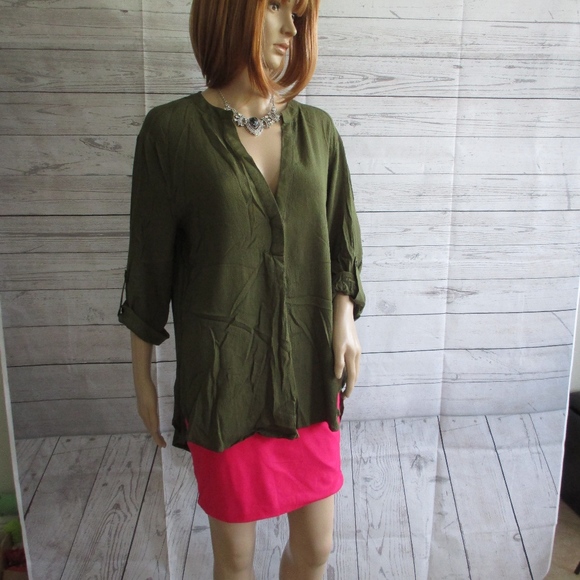 NWT - Olive green blouse - sz L - MSRP $40.00 - Picture 1 of 3
